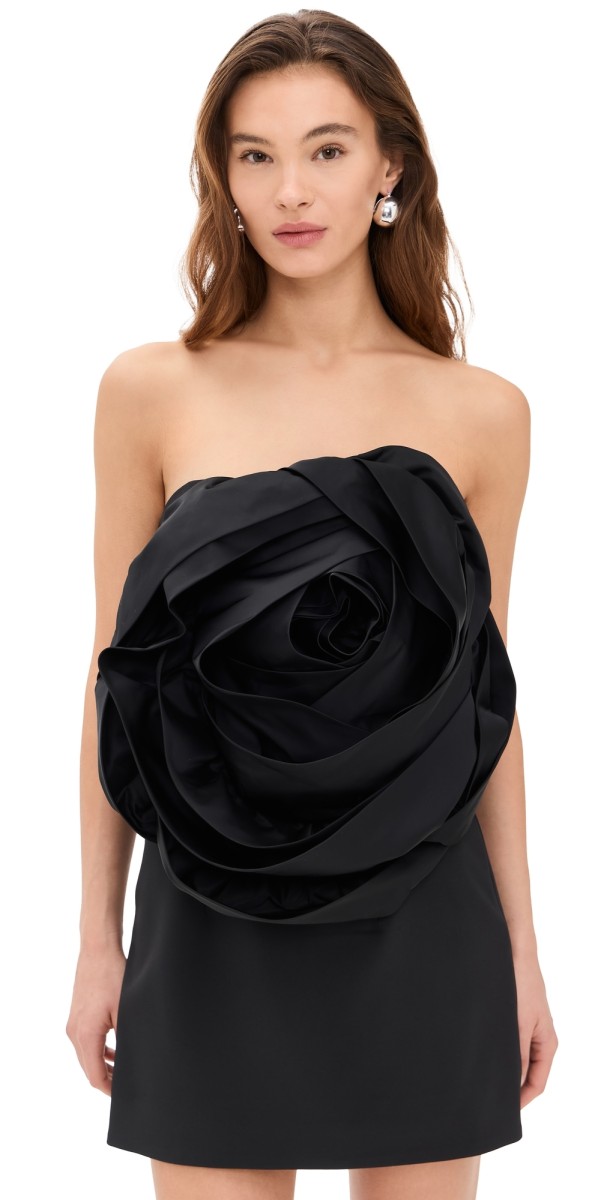 AMUR Legacy Rosette Mini Dress Black