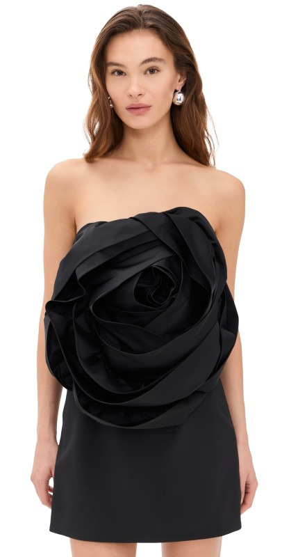 AMUR Legacy Rosette Mini Dress Black