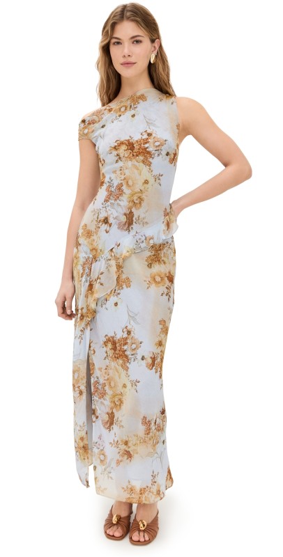 Bec + Bridge Rahni Asym Dress Antique Denim Floral