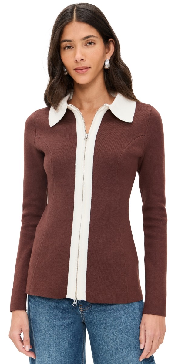 ALIGNE Isobel Zip Cardigan Chocolate