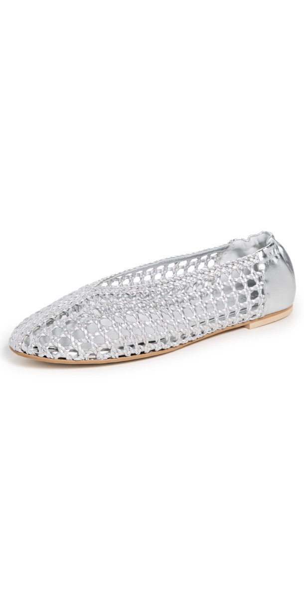 Freda Salvador Riley Flats Silver Woven Calf