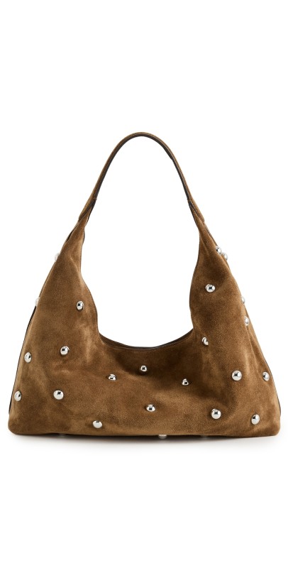 Madewell The Mylie Shoulder Bag in Studded Suede Dried Acor