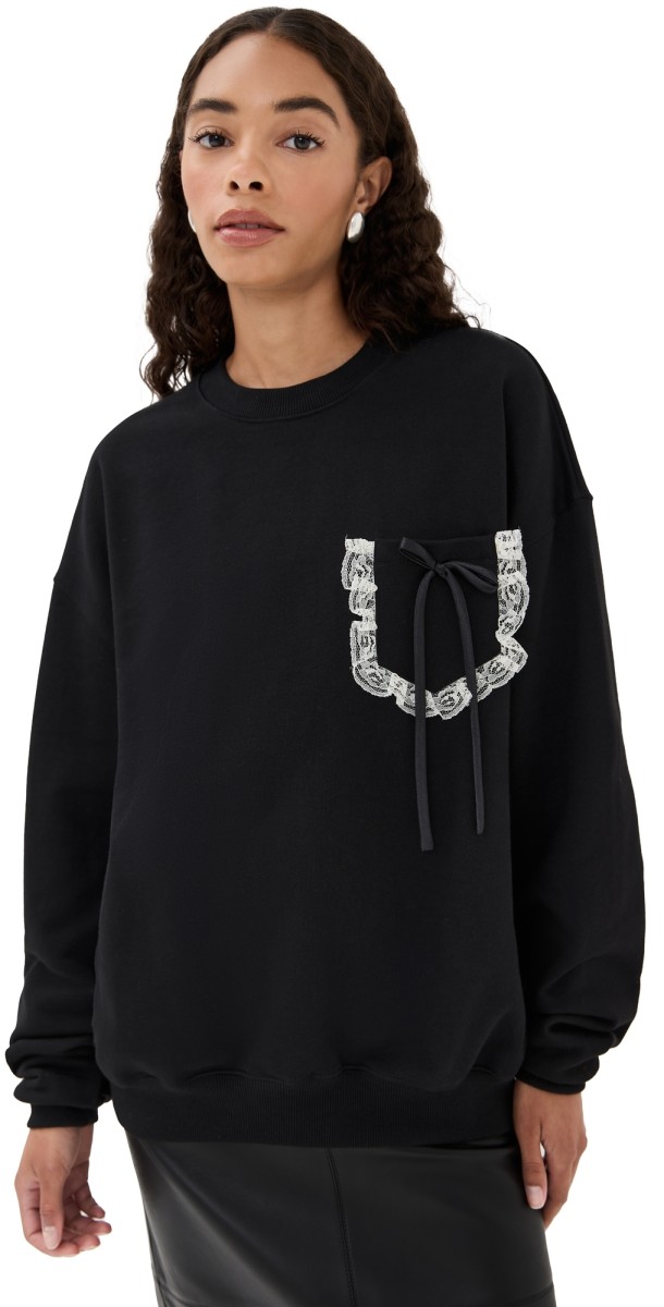 Tanner Fletcher Collins Bow Pocket Sweatshirt Black