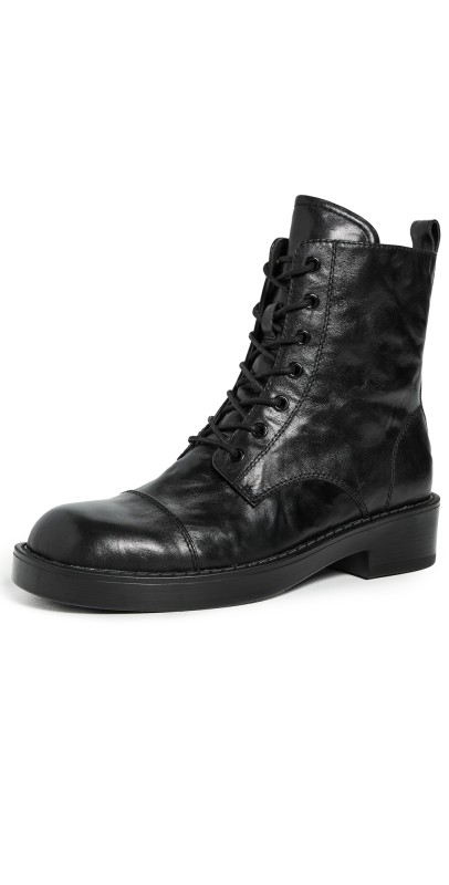 Black Suede Studio Blake Boots Black Wrinkled Distressed Leather