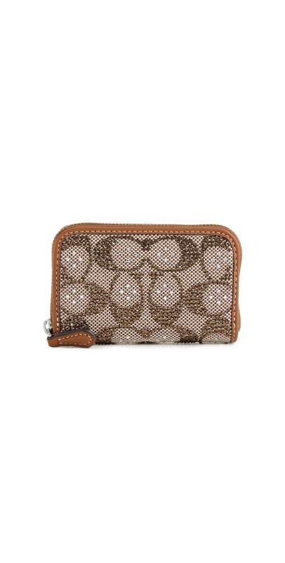 Coach Crystal Signature Jacquard Essential Small Card Case LH/Burnished Amber