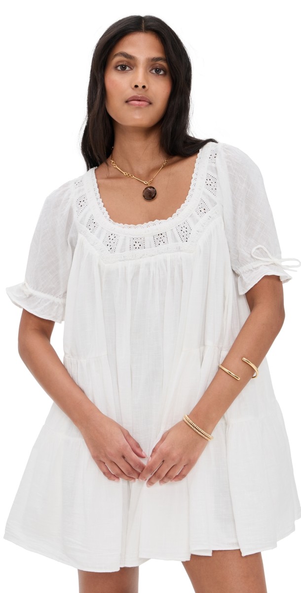 Free People Sandy Shores Babydoll Dress Ivory