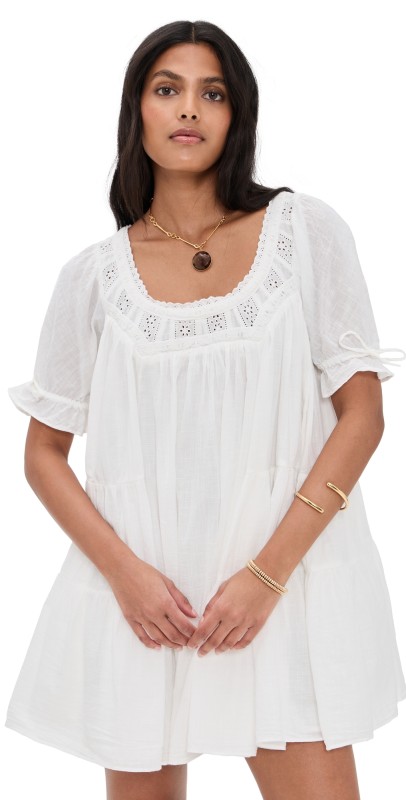 Free People Sandy Shores Babydoll Dress Ivory