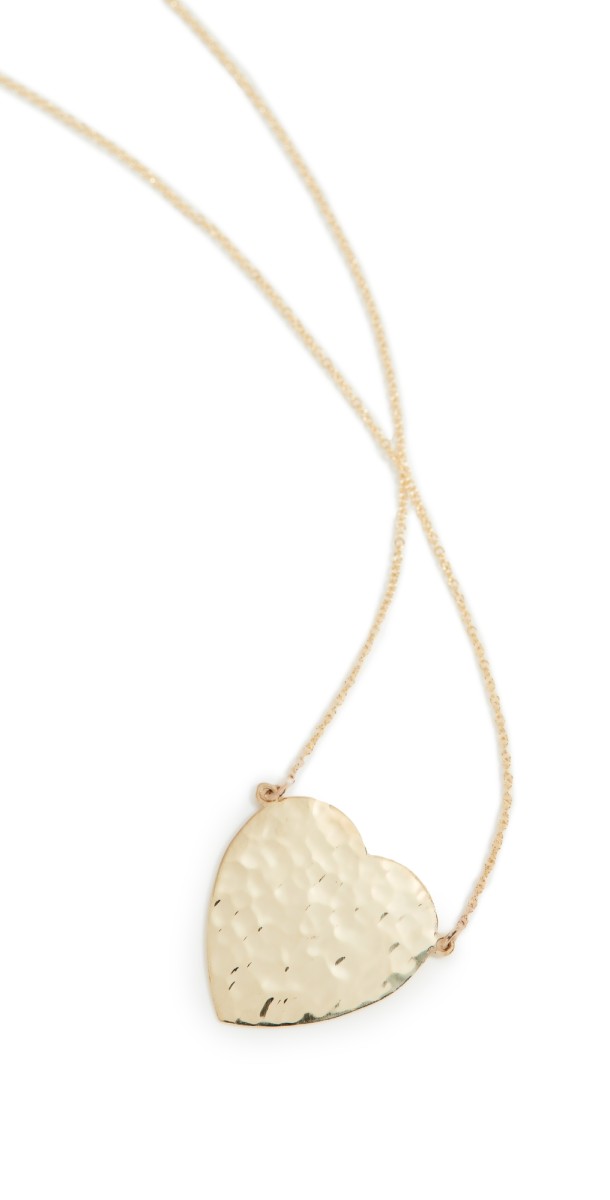 Jennifer Meyer Jewelry 18k Gold Hammered Heart Necklace Yellow Gold