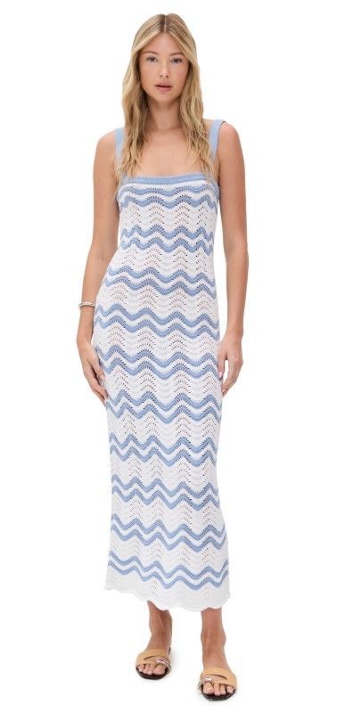 Splendid Cove Sweater Dress Steel Blue Stripe