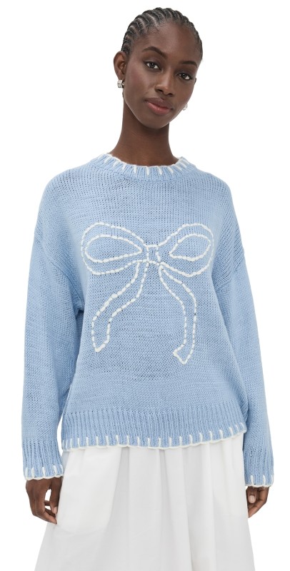 Bailey Rose Bow Sweater Powder Blue