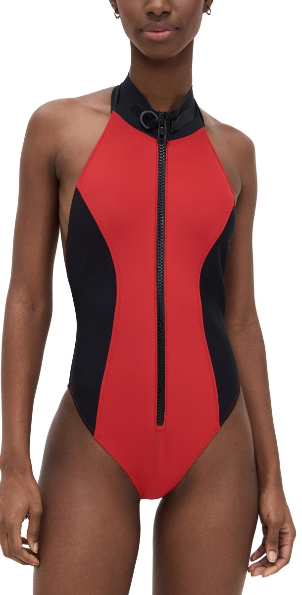 Lisa Marie Fernandez Lisa Marie Maillot One Piece Red/Black Colorblock Neoprene