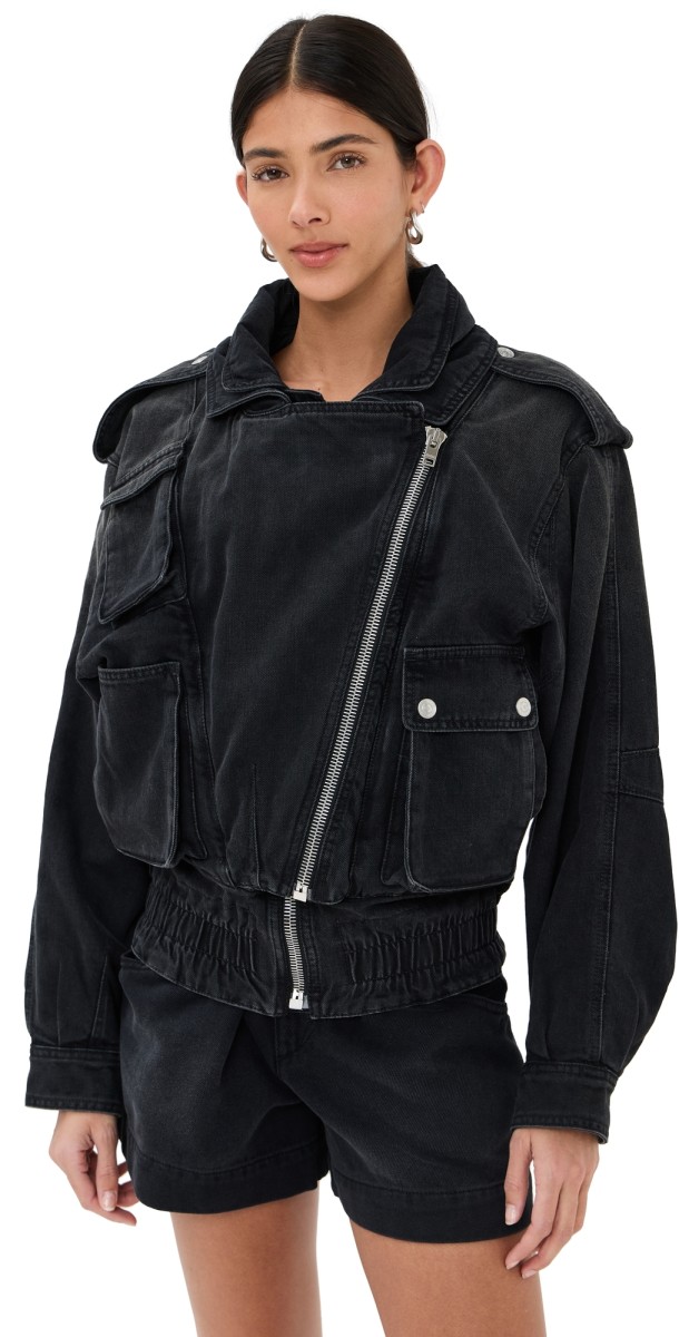 Isabel Marant Aneli Bomber Jacket Faded Black