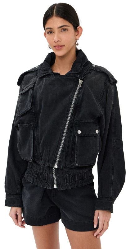 Isabel Marant Aneli Bomber Jacket Faded Black