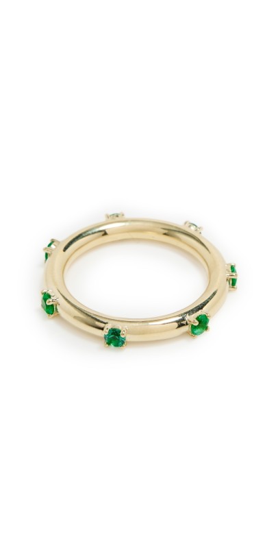 Jenna Blake Polka Dot Ring 18k Yellow Gold/Emerald