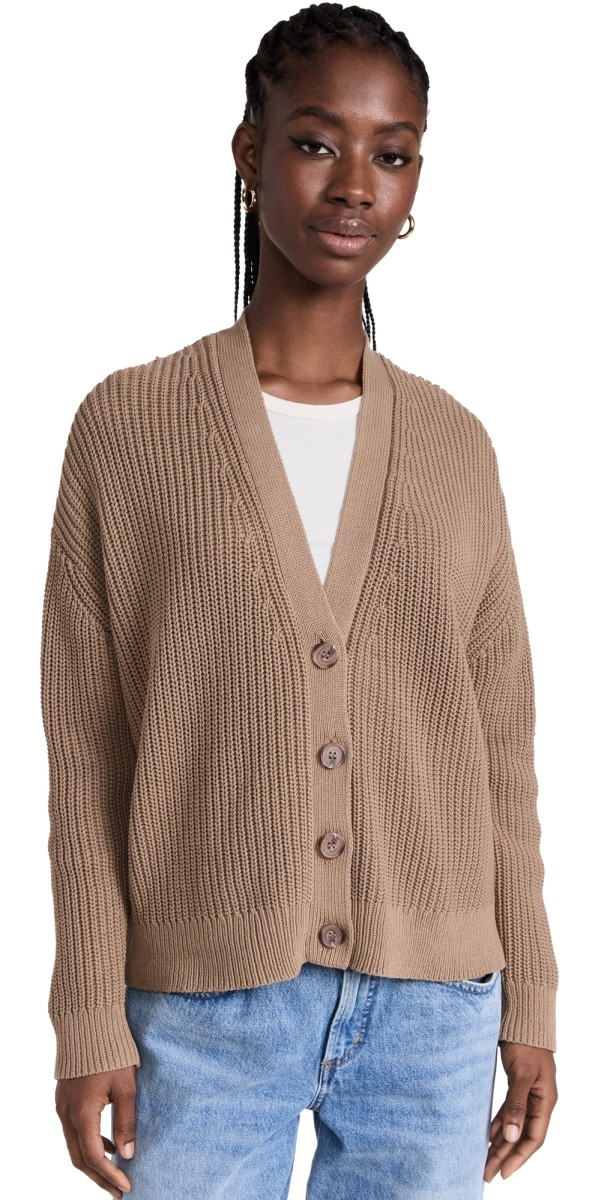 Jenni Kayne Cropped Cotton Cocoon Cardigan Mocha