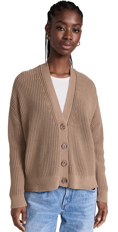 Jenni Kayne Cropped Cotton Cocoon Cardigan Mocha