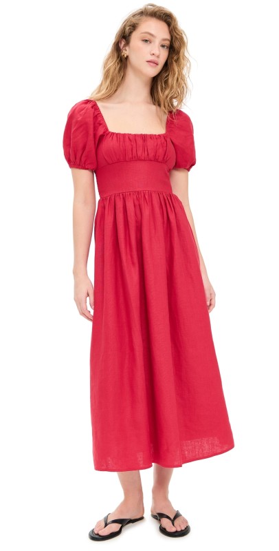 FAITHFULL Dalia Midi Dress Red