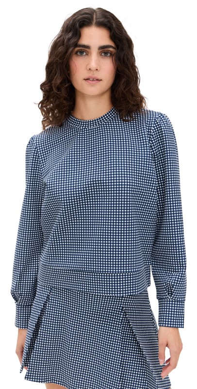 Addison Bay Beta Bow Pullover Navy Gingham