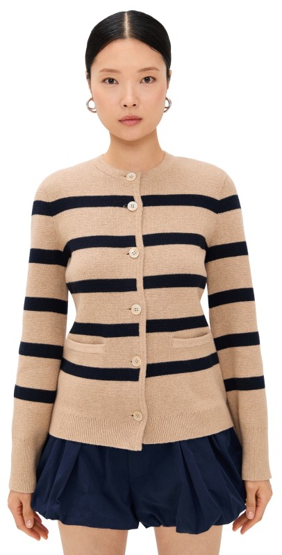 Alex Mill Provence Stripe Sweater Jacket Cornsilk/Navy