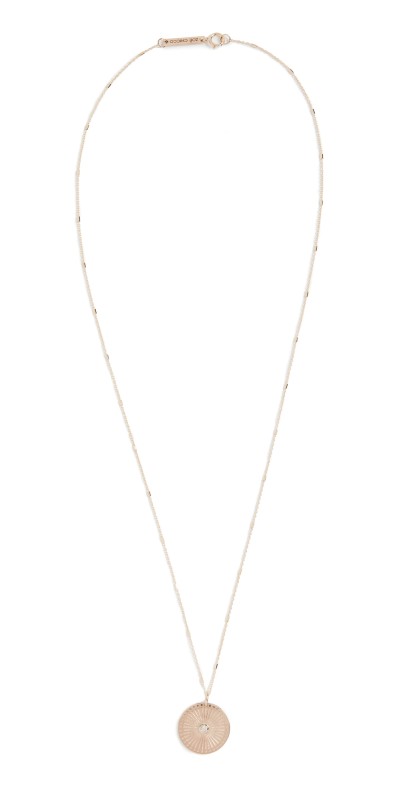Zoe Chicco 14k Small Sunbeam Medallion Necklace Yellow Gold