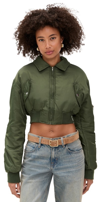 Lioness Essential Cropped Bomber Moss