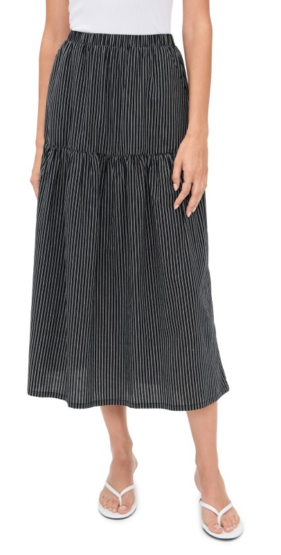 perfectwhitetee Arielle Long Skirt Black Stripe