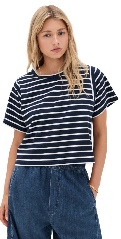 La Ligne Short Sleeve Lauren Tee Navy/ Ivory
