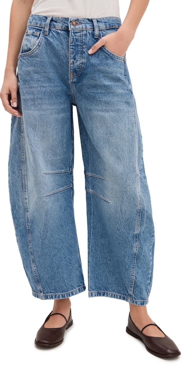 Free People We The Free Soutache Good Luck Barrel Jeans Ultra Light Beam