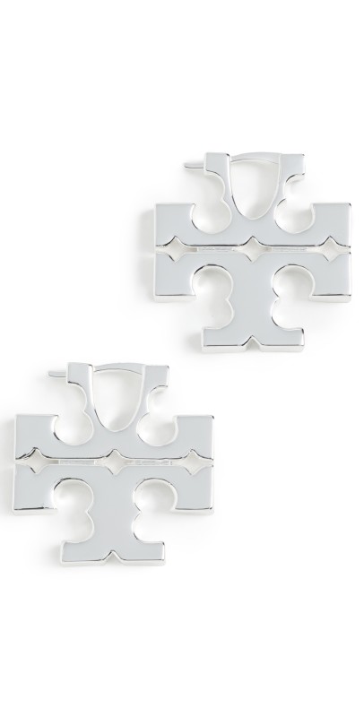 Tory Burch Eleanor Hidden Hoop Earrings Light Silver