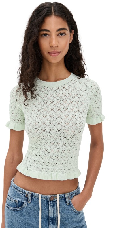 Sea Rue Fine Gauge Knit Short Sleeve Sweater Mint