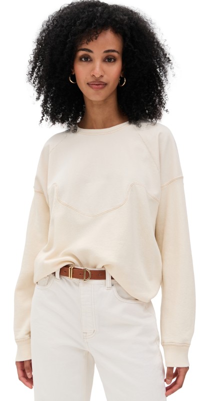 THE GREAT. The Western Slouch Sweatshirt Washed White