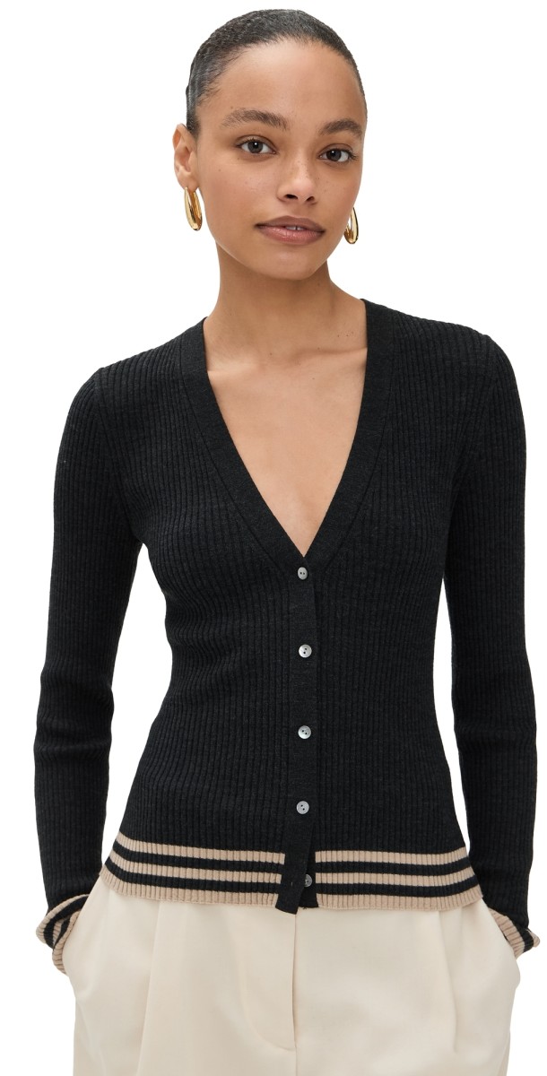 Theory Tipped Cardigan New Pestle Mel/Lt Stucco