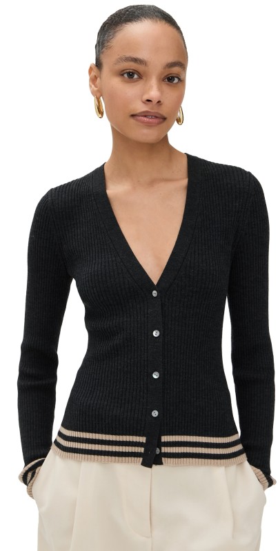Theory Tipped Cardigan New Pestle Mel/Lt Stucco