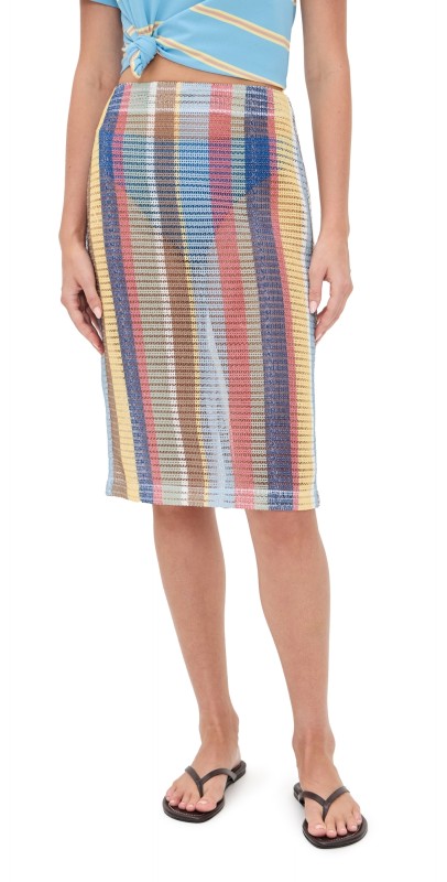 STAUD Via Skirt Market Stripe
