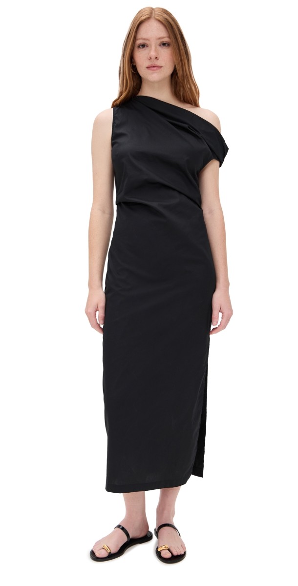 Enza Costa Poplin Sculptured Dress Black