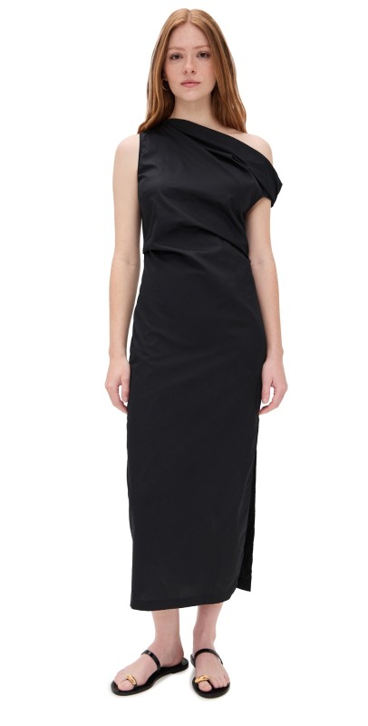 Enza Costa Poplin Sculptured Dress Black