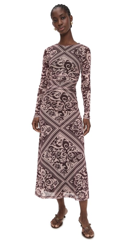 MINKPINK Lumi Mesh Midi Dress Chocolate