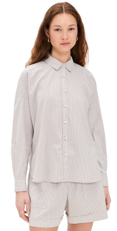 Splendid x Cella Jane Poplin Button Down Wood/White