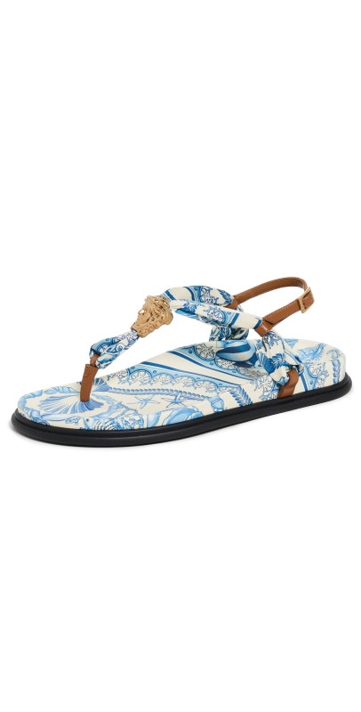 Versace Sandals Eggshell/Bright DV Blue/Gold
