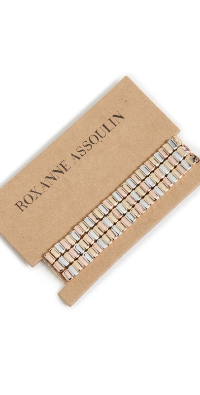 Roxanne Assoulin The Flat Mini Cobra Bracelet Trio Set Mixed Metallic