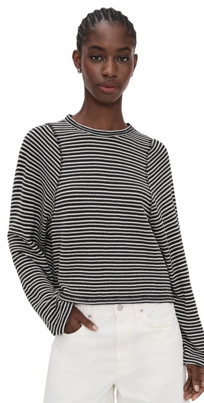 Madewell Striped Curved Long-Sleeve Tee Ric Rac Snit Jet Black