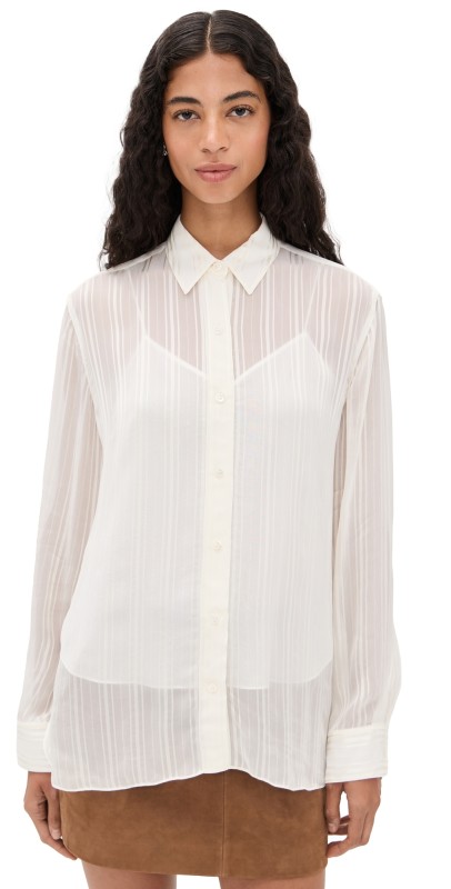Theory Classic Menswear Button Down Shirt Ivory