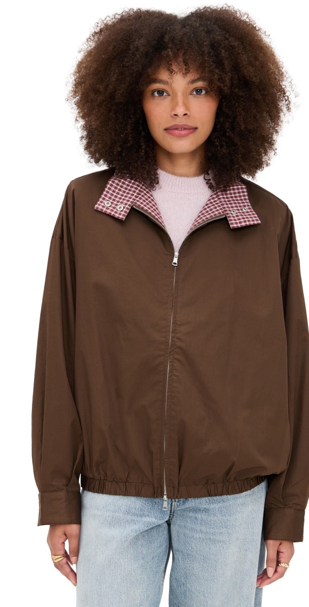 Pixie Market Plaid Contrast Bomber Jacket Brow