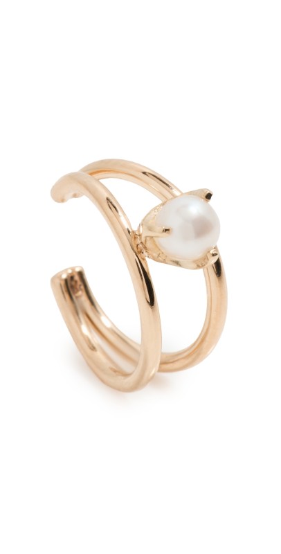 Zoe Chicco 14k Gold Double Wire Ear Cuff Gold/Pearl