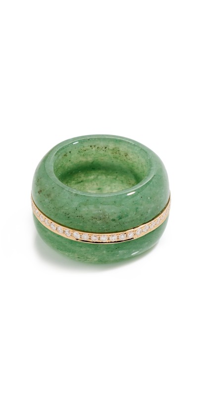 By Pariah Pebble Cocktail Ring 14k Gold Green