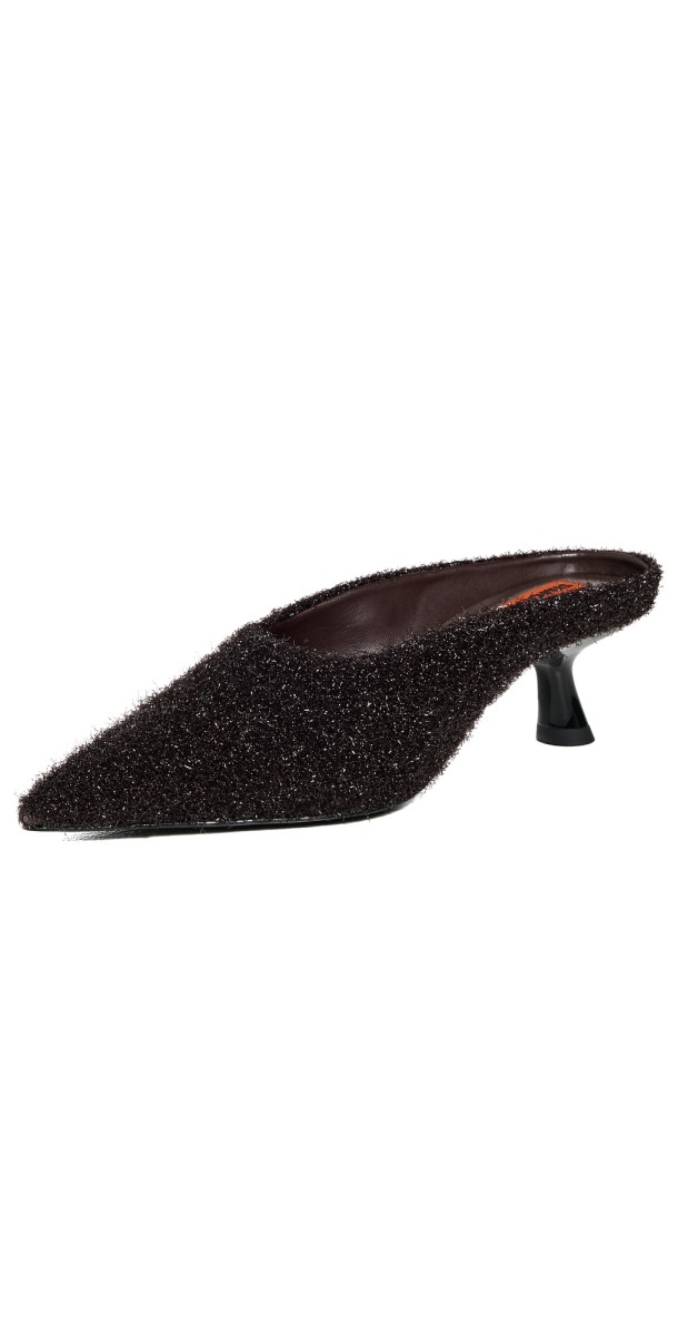SIMONMILLER Tinsel Pointed Gala Mules Chocolate
