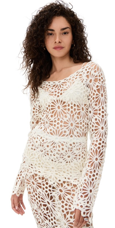 Norma Kamali Off Shoulder Raglan Top Cream