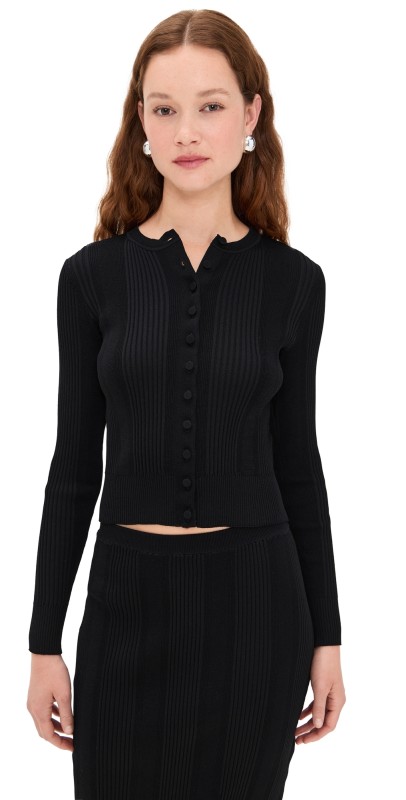 Proenza Schouler Currin Top in Column Rib Black