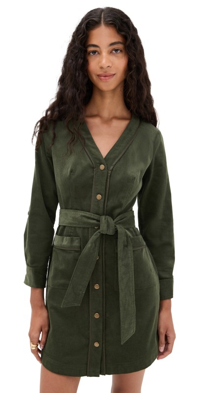 Shoshanna Manon Corduroy Dress Forest Green