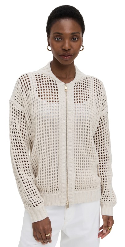 Splendid x Cella Jane Zip Sweater Bomber Pearl